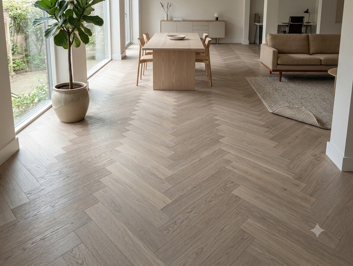 🏷️ Tijdelijke actie: Luxe PVC visgraat vloeren €17,95 p/m², 75 m² of meer, Grijs, Nieuw, Ophalen of Verzenden