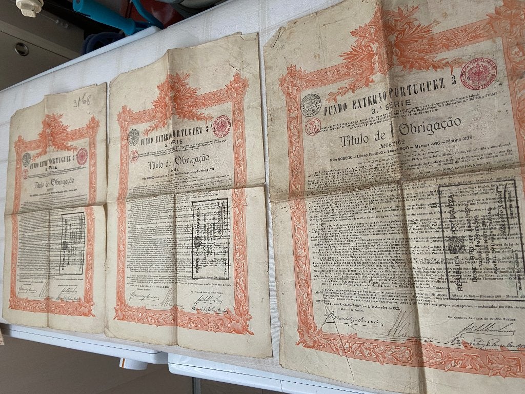 Aandelen acciones  uit 1902 van de Fundo Externo Portugal., Ophalen of Verzenden, Gebruikt