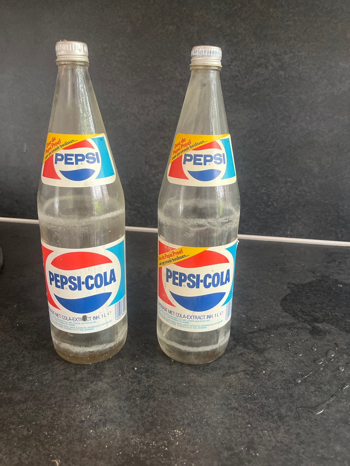 Vintage Pepsi-Cola flessen 1 liter - Set van 2, Ophalen, Gebruikt