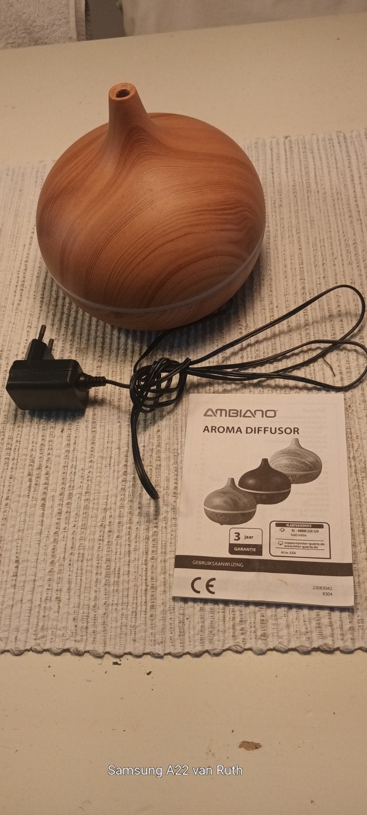 Houtkleurige Aromadiffuser met LED-verlichting, Ophalen of Verzenden, Zo goed als nieuw