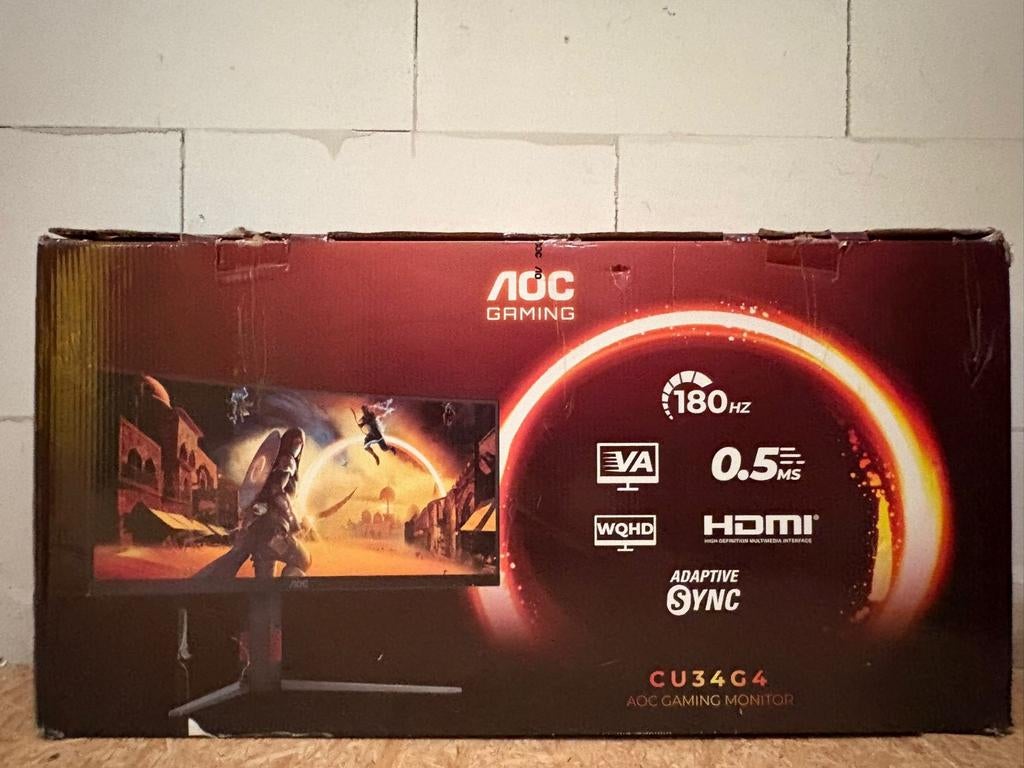 AOC CU34G4 34" Ultrawide Gaming Monitor 180Hz, Computers en Software, Monitoren, Gaming, Ultrawide, VA, Nieuw