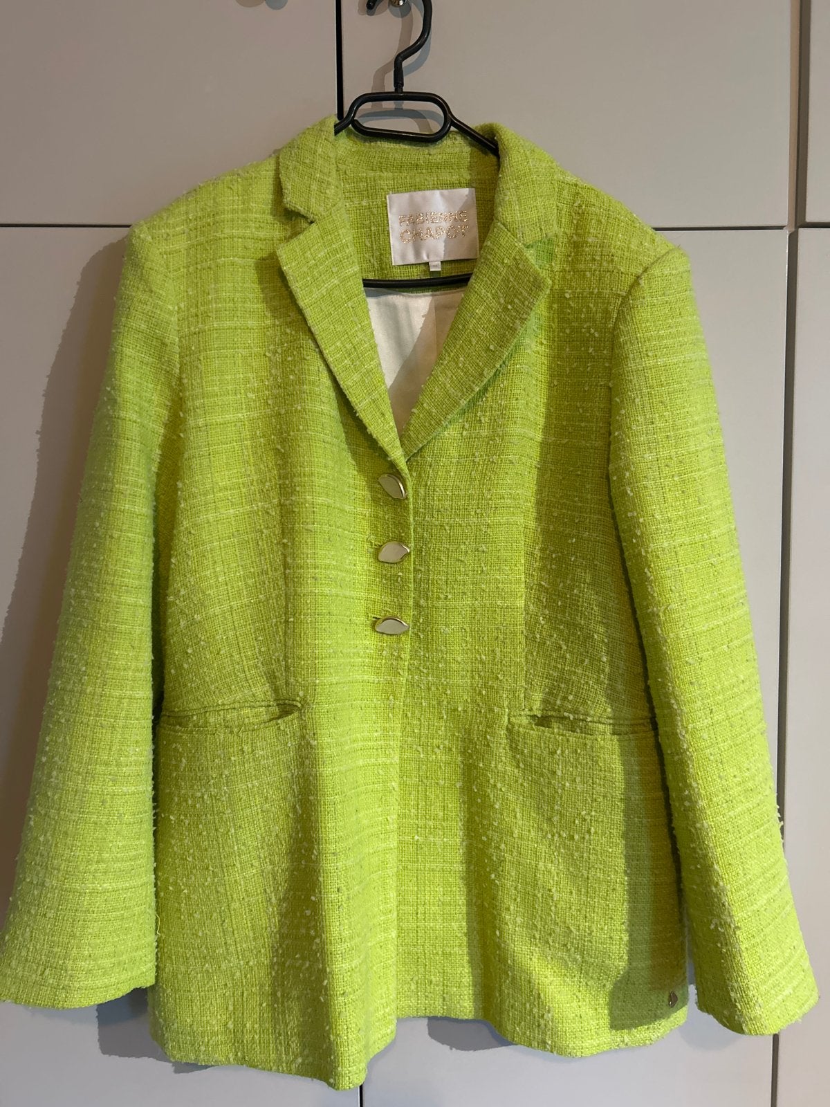 Fabienne Chapot Jasje - Neon Groen Tweed Blazer Maat 42, Kleding | Dames, Maat 42/44 (L), Ophalen of Verzenden, Zo goed als nieuw
