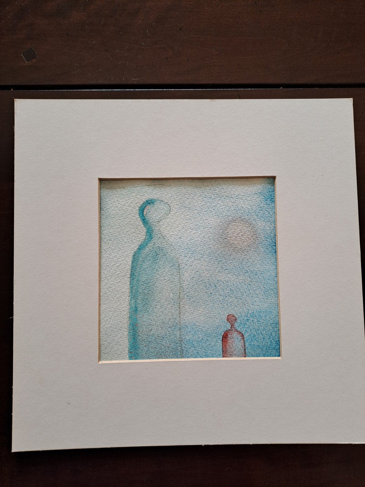 Abstract Aquarel: Twee Figuren onder de Zon, Ophalen, Abstract, Aquarel, Overige onderwerpen