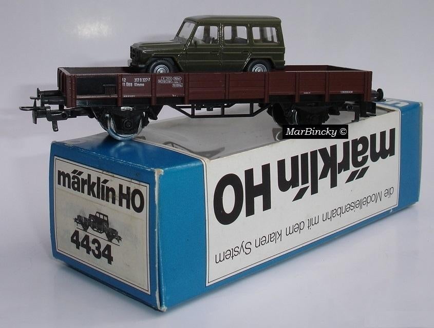 Märklin 4434 ÖBB Lage Bakwagen & Wiking MB G-Klasse Groen !, Wisselstroom, Wagon, Ophalen of Verzenden, Zo goed als nieuw