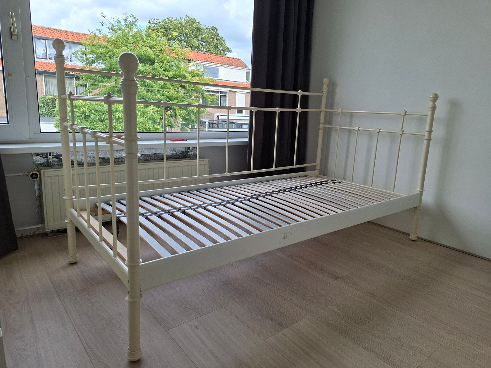 bedframe met lattenbodem, 90 cm, Eenpersoons, Wit, Ophalen of Verzenden