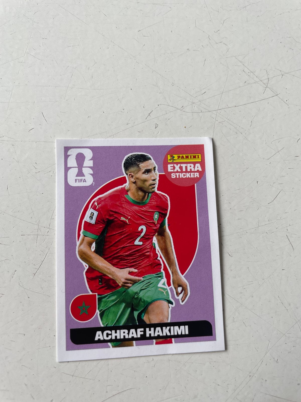 Panini FIFA World Cup 2026 Extra Sticker Achraf Hakimi, Ophalen of Verzenden, Zo goed als nieuw, Sticker