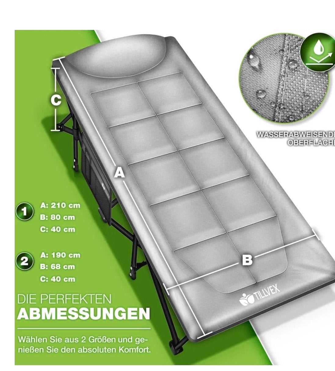 Campingbed Grijs 210x80x40cm Opvouwbaar tot 280kg, Ophalen, Nieuw