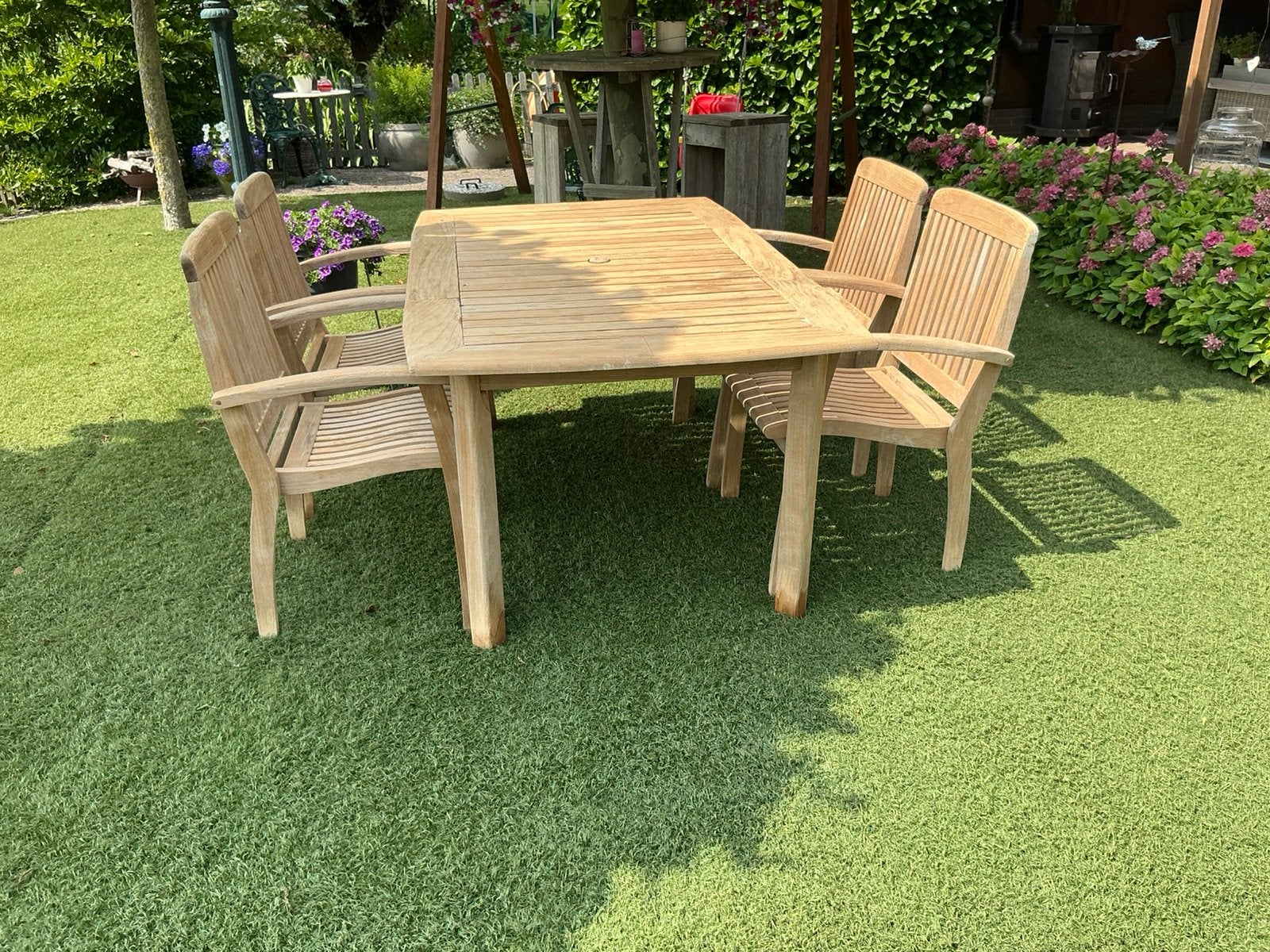 Teakhouten tuinset., Ophalen, Gebruikt, Teakhout