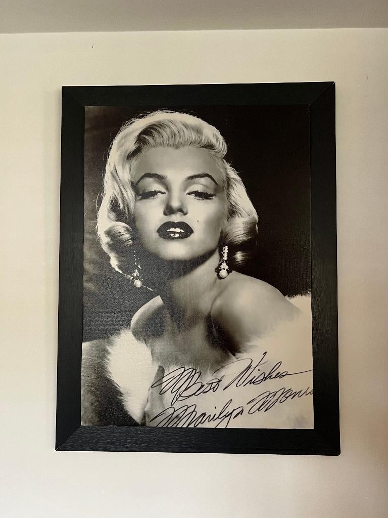 marlyn monroe afbeelding met houten lijst, Ophalen of Verzenden, Hout, Minder dan 50 cm, Minder dan 50 cm