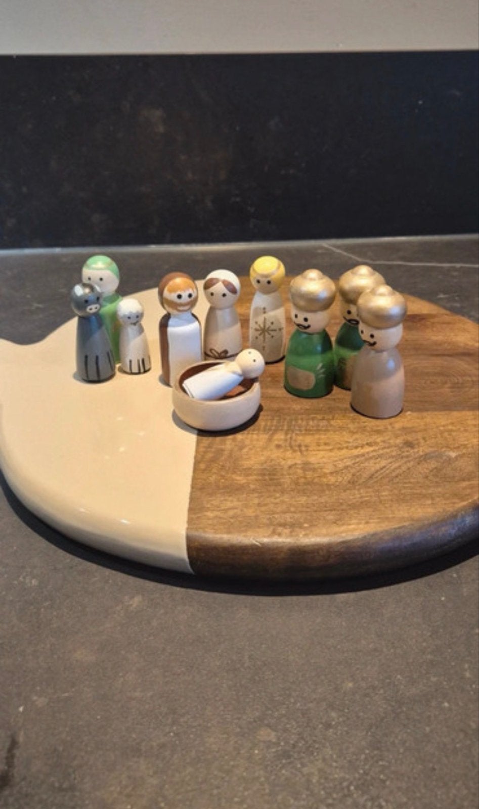 Houten Kerststal Figuren pegdolls- Handgeschilderd, Verzamelen, Verzenden, Nieuw