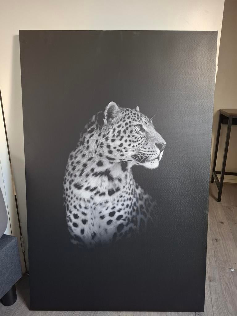 Prachtig canvas doek met luipaard - 115x75cm, Ophalen of Verzenden, Zo goed als nieuw, 75 tot 100 cm, Print
