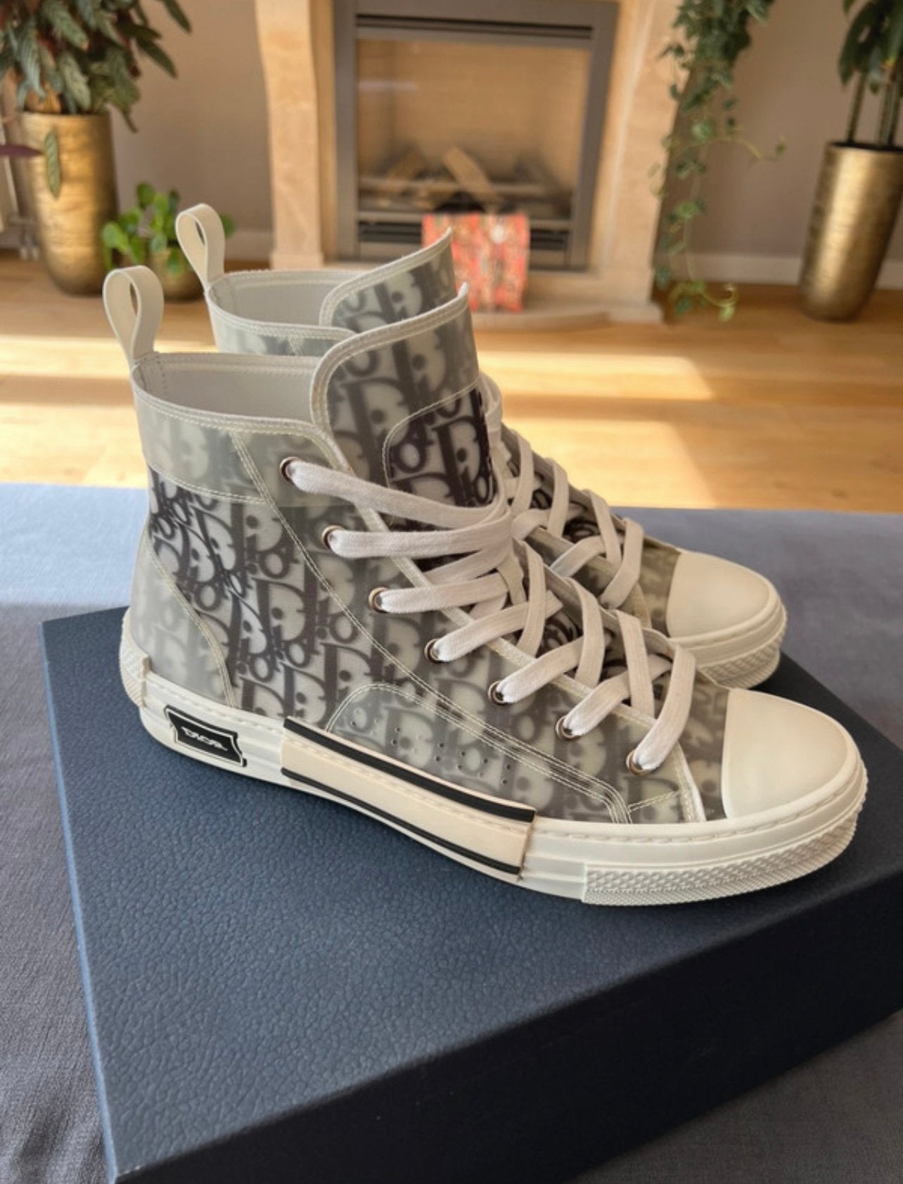 DIOR B23 (high) white/black Oblique EU 45.5, Kleding | Heren, Ophalen of Verzenden, Zo goed als nieuw, Wit, Sportschoenen