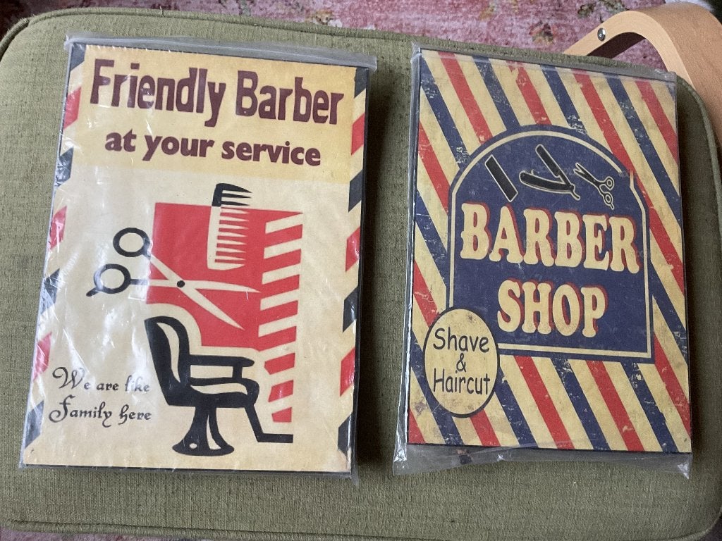 Barber Shop / Kapperszaak Decoratie Borden (6 stuks), Meerkleurig, Nieuw, Ophalen of Verzenden, Vintage