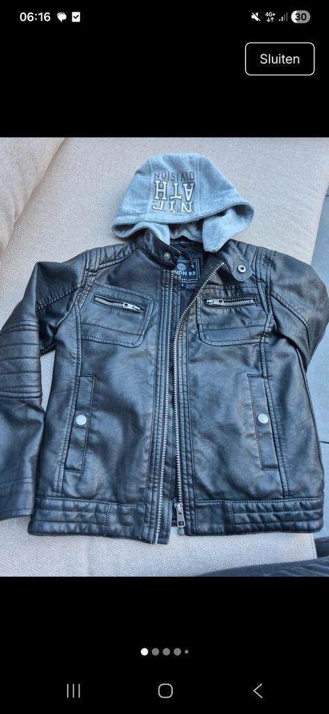 Stoere leren jas maat 134, Kinderen en Baby's, Kinderkleding | Maat 134, Ophalen, Jongen, Jas