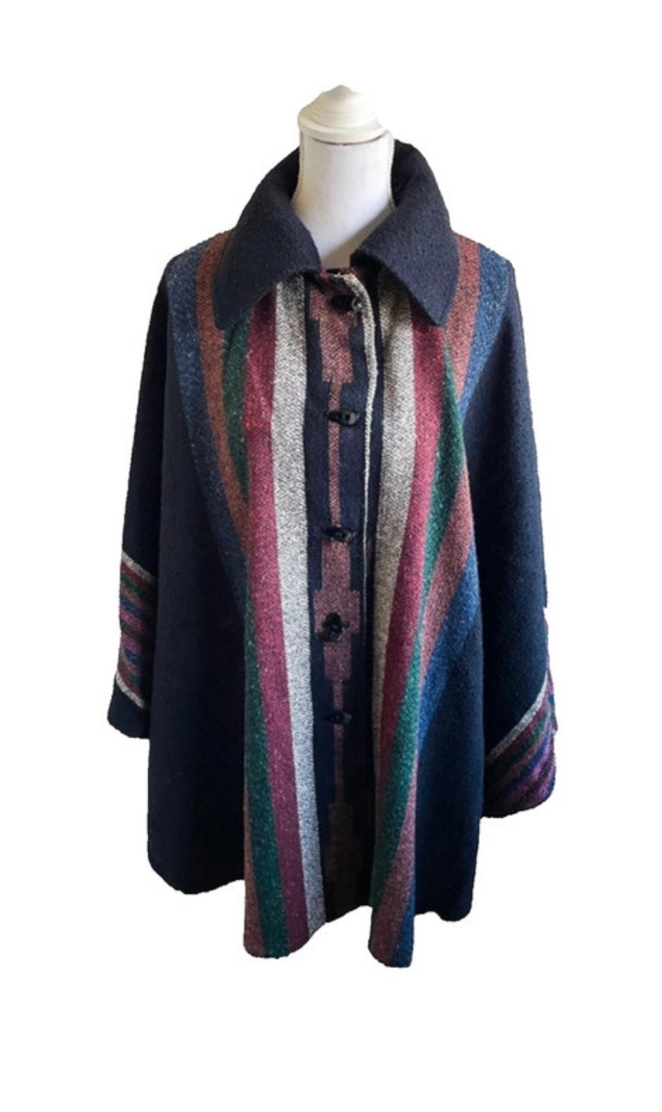 Wollen gekleurde inca style poncho handmade, Maat 38/40 (M), Meerkleurig, Ophalen of Verzenden, Zo goed als nieuw