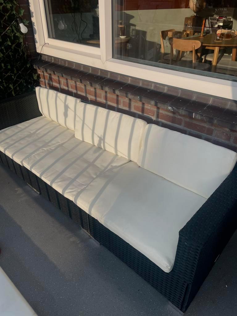 Loungeset donkergrijs/wit 280 cm breed, Tuin en Terras, Tuinmeubel-accessoires, Ophalen, Zo goed als nieuw