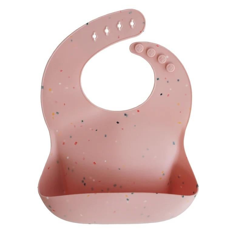 Siliconen Bib Slab Confetti Roze Mushie, Nieuw, Support@mushie.com, Kraamcadeau, 5870 W Fuqua Street - Suite 200 Houston, TX, 77085
