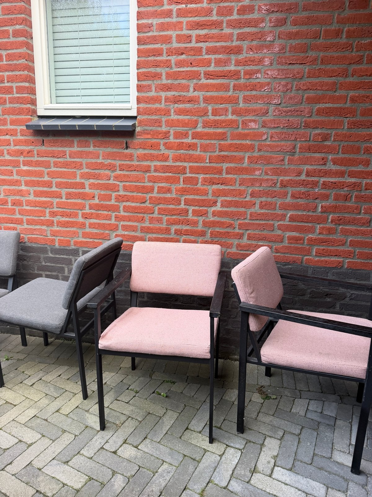 Set van 4 stoelen - 2 roze, 2 grijs, Ophalen, Gebruikt, Overige kleuren, Vier