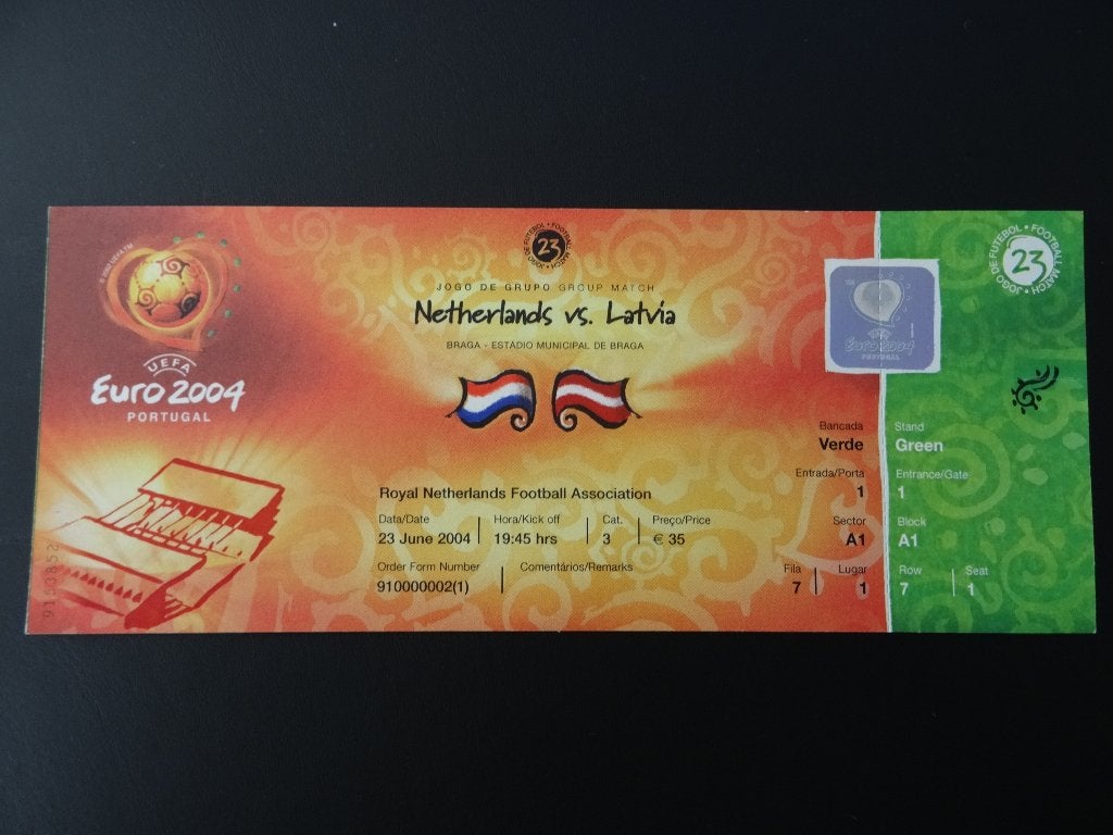 Ticket Nederland - Letland EK - EURO 2004, Ophalen of Verzenden, Nieuw, Overige binnenlandse clubs, Overige typen