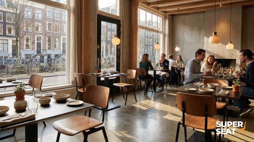 Rietveld industriele vintage retro schoolstoelen stol  297, Ophalen of Verzenden, Nieuw, Bruin, Vijf, Zes of meer stoelen
