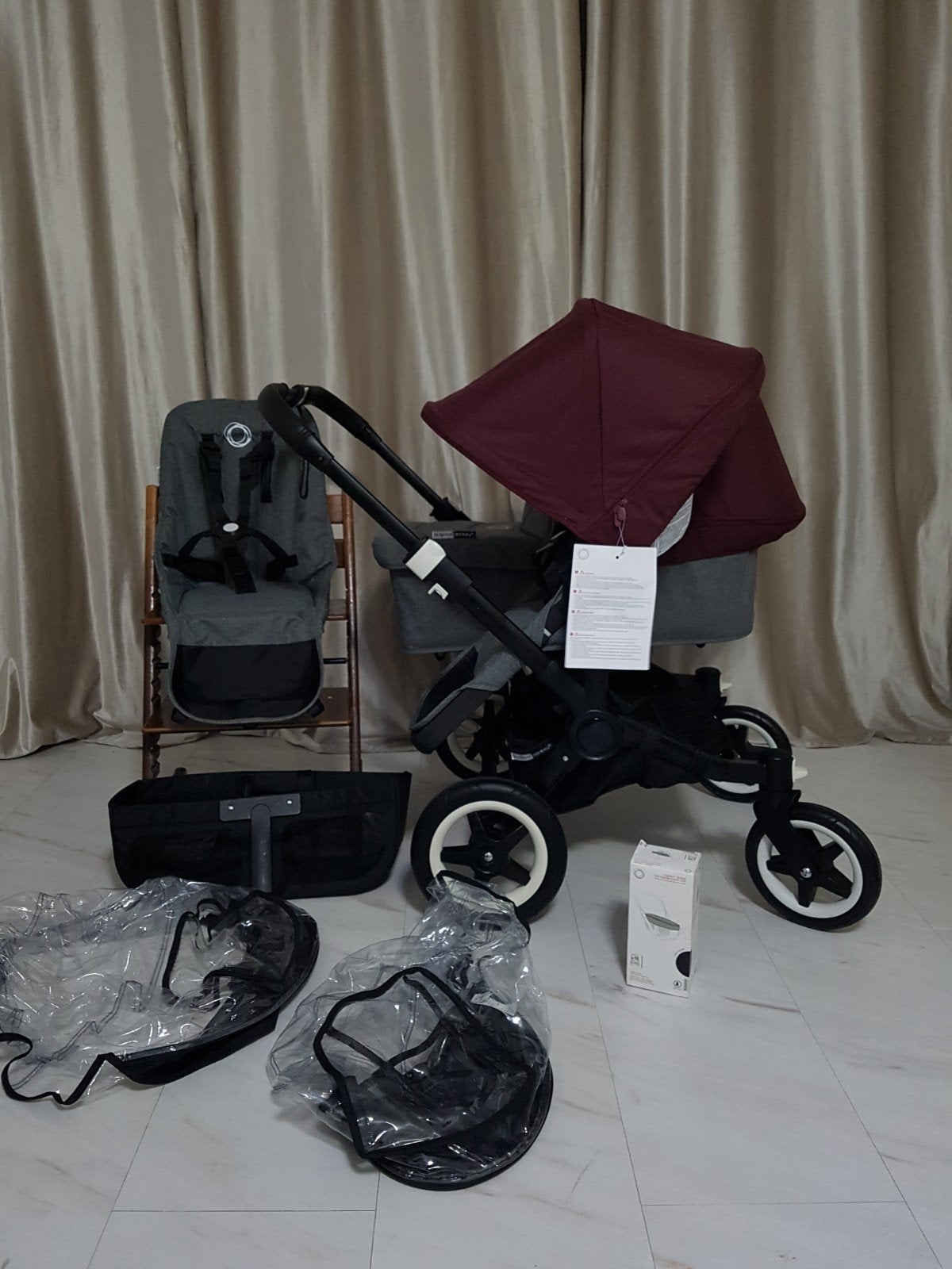 Bugaboo Donkey Duo 3 in1 compleet kinderwagen Grey Melange, Ophalen, Bugaboo, Zo goed als nieuw, Combiwagen