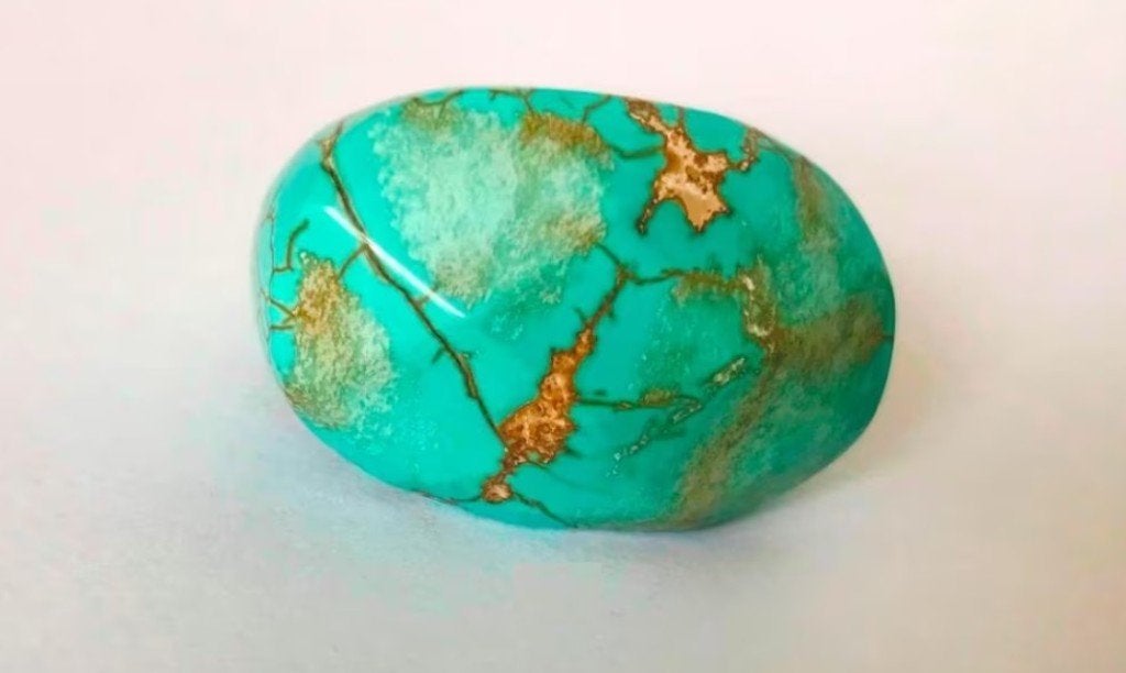 Mooie Massieve gefacetteerde Turquoise ring band maat 20,5, Overige materialen, 20 of groter, Verzenden, Zo goed als nieuw
