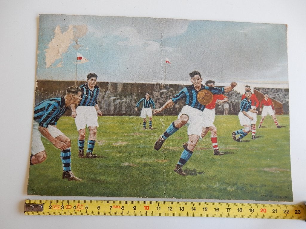 Voetbalwedstrijd jaren '30 Miss Blanche nr.5 aquarel repro., Gebruikt, Ophalen of Verzenden, Voor 1940, Prent