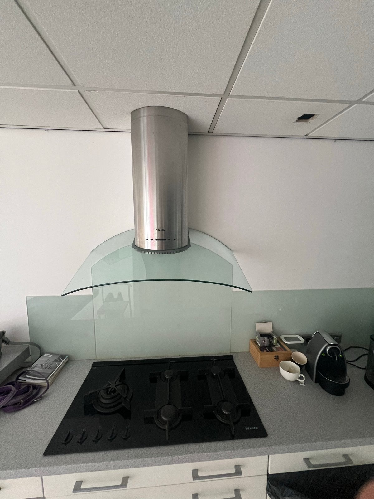 Miele DA 249-1 Afzuigkap - RVS met glazen kap, Witgoed en Apparatuur, Afzuigkappen, Ophalen, Gebruikt, Wandschouwkap, Vrijstaand