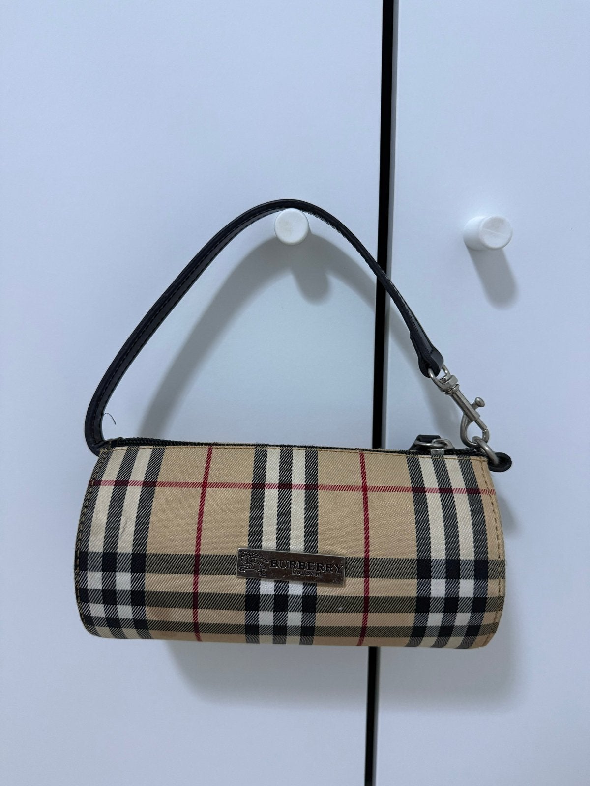 Burberry Nova Check Pattern Top Handle Bag, Ophalen of Verzenden, Zo goed als nieuw, Beige, Handtas