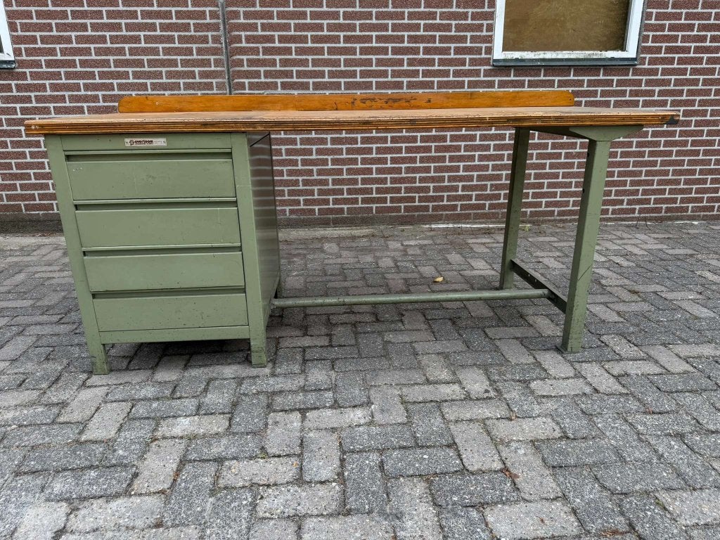 Overtoom Werkbank met Ladekast Beuken Werkblad Topkwaliteit, Niet ingevuld, Gebruikt, 70 tot 120 cm, Niet ingevuld