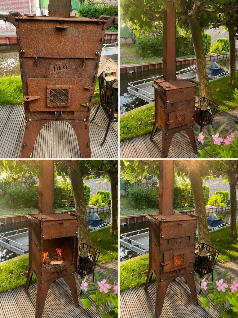 Fikki bbq, buitenkachel en pizza-oven in 1, Ophalen, Gebruikt, Fikki, Met accessoires