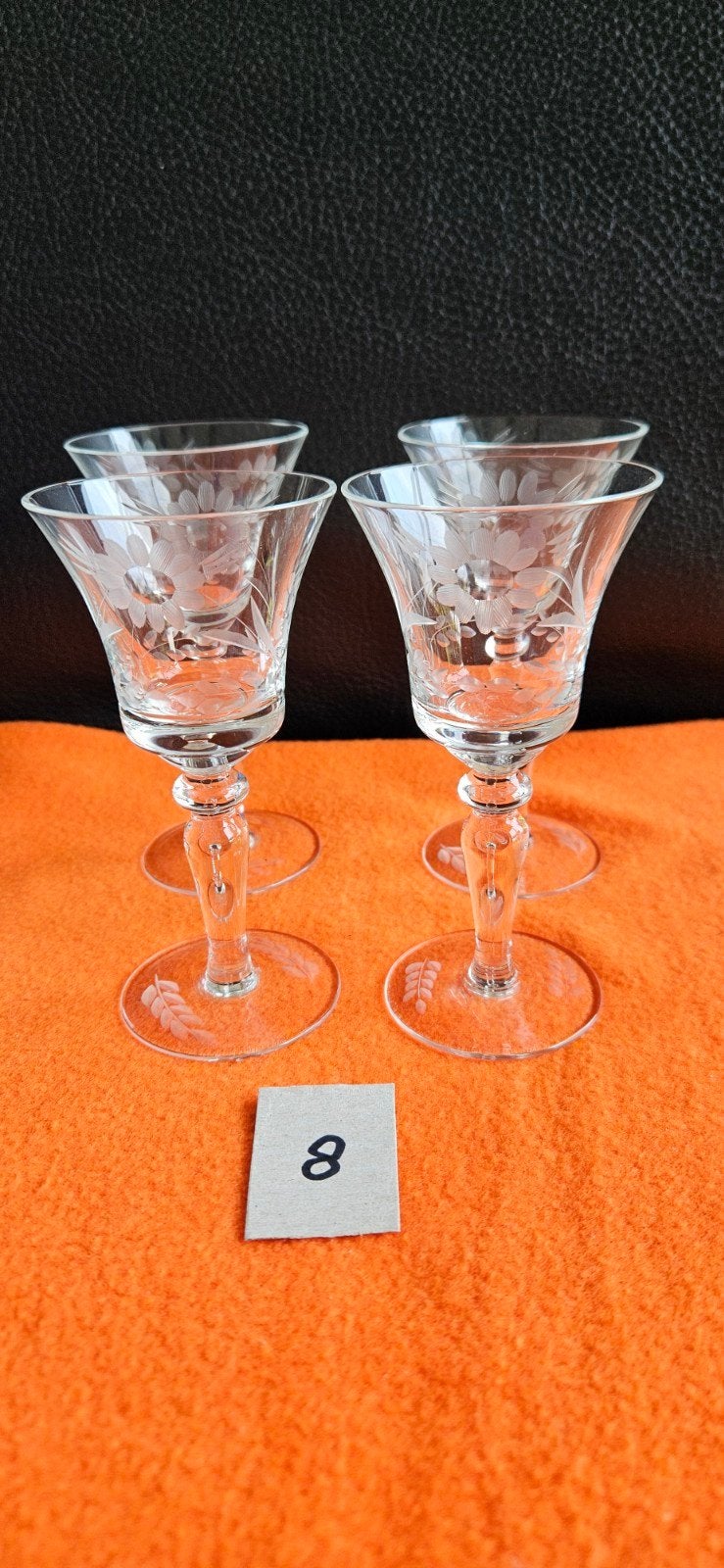 4x Antiek Kristal Witte Wijnglazen - Geslepen Margriet Decor, Ophalen of Verzenden, Zo goed als nieuw, Overige typen