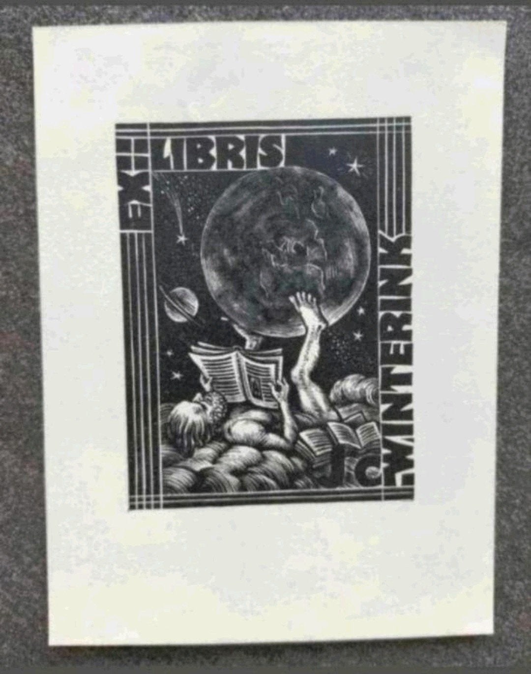 Exlibris J.C. Winterink (Nico Bulder, 1936 / 1937), 10 cm, 8 cm, Genummerd, 1900 - 1949