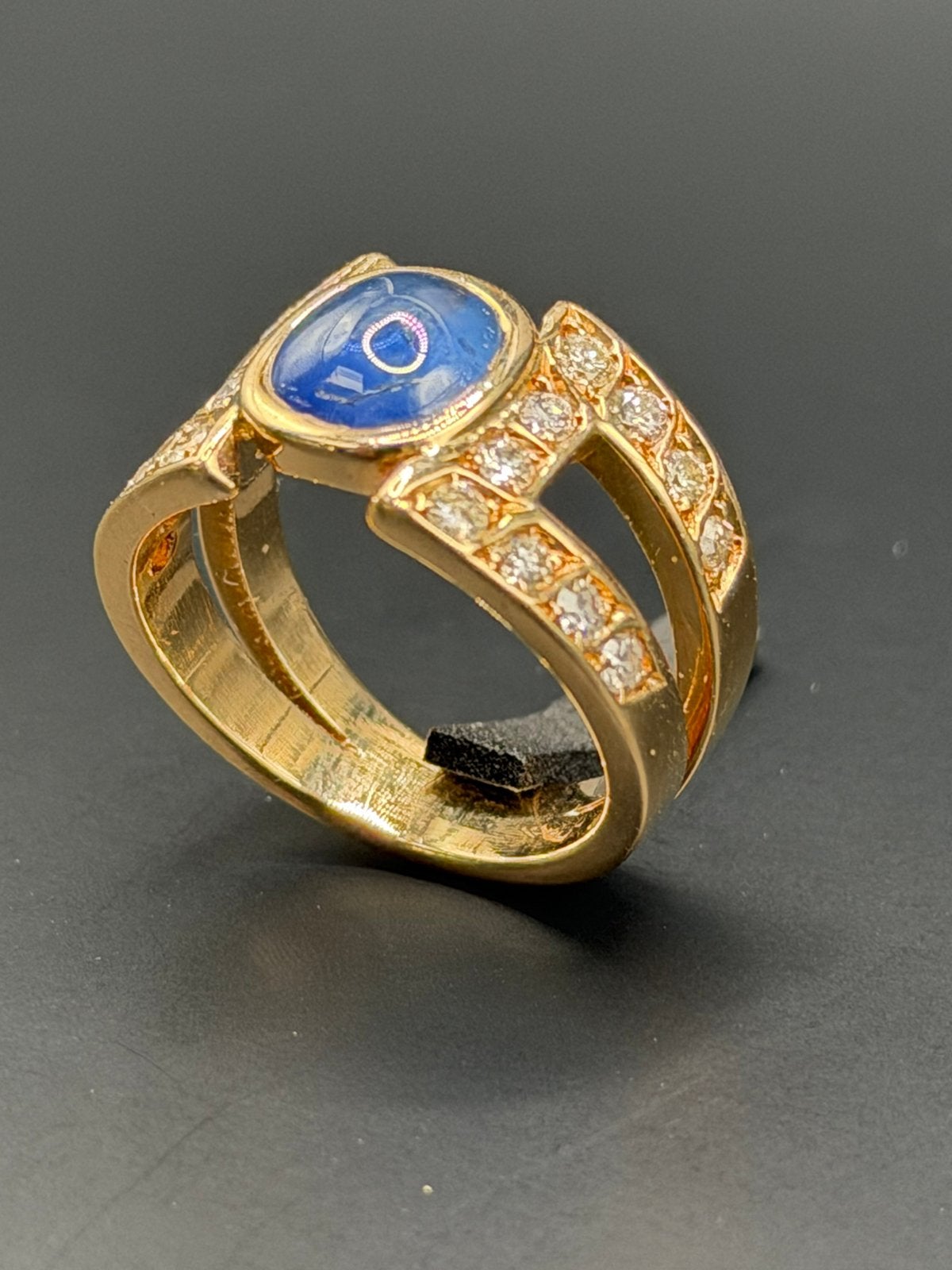 Prachtige 18K gouden ring met saffier en diamant- maat 18mm, 18 tot 19, Ophalen of Verzenden, Met edelsteen, Dame