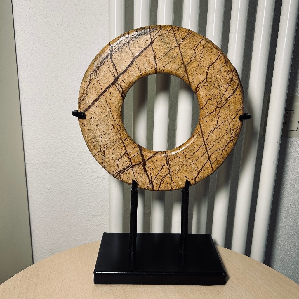 Woondecoratie design edelsteen Donut schijf jaspis XL, Nieuw, Ophalen of Verzenden, X, X
