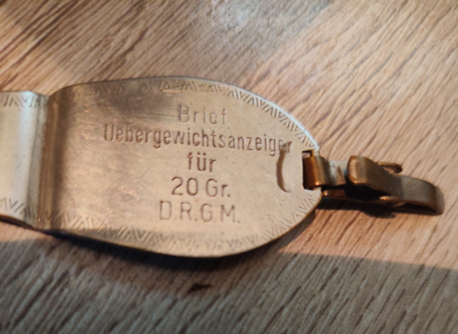 Antieke Messing Briefopener met Briefweger – D.R.G.M. (Duits, Ophalen of Verzenden