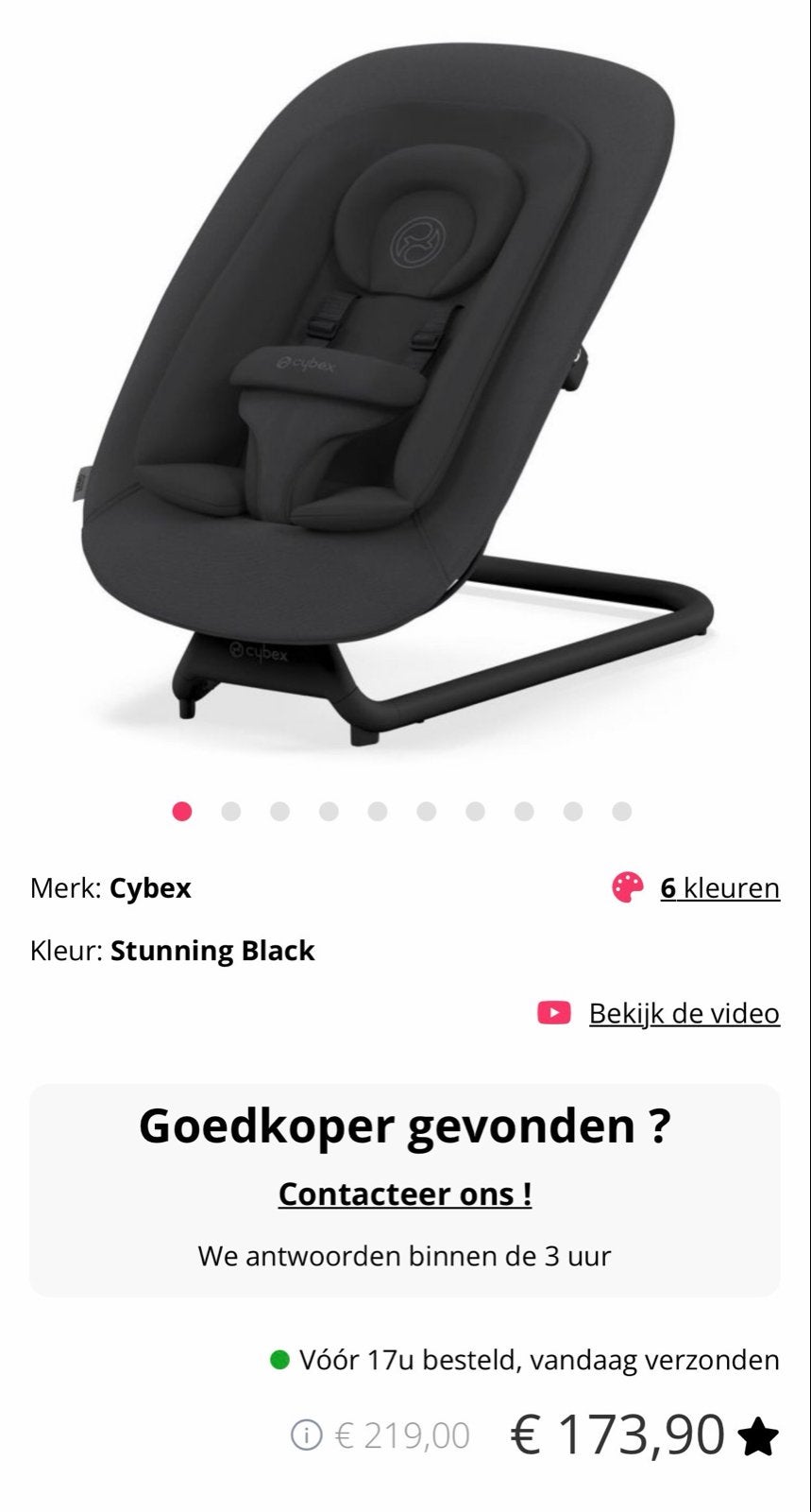 Cybex Gold Bouncer Wipstoel Lemo/Click & Fold - Stunn. Black, Ophalen, Gebruikt, Wipstoel, Overige merken