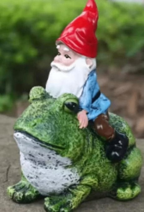 Prachtig tuinbeeld Kabouter op Kikker (15cm), Ophalen of Verzenden, Nieuw