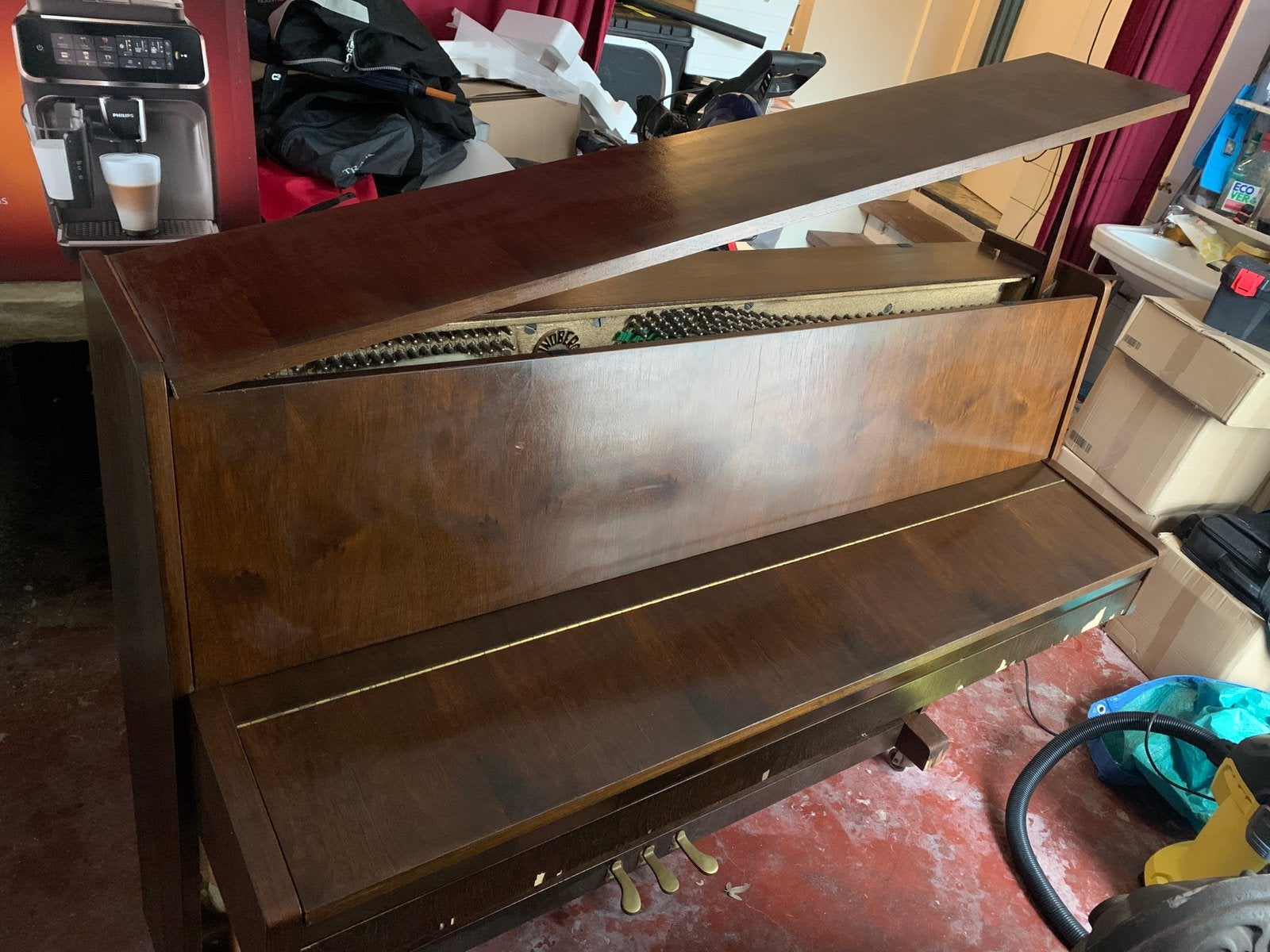 Gratis Lindbergh piano, ideaal voor kunstobject of opknappen, Muziek en Instrumenten, Piano's, Ophalen, Gebruikt, Bruin