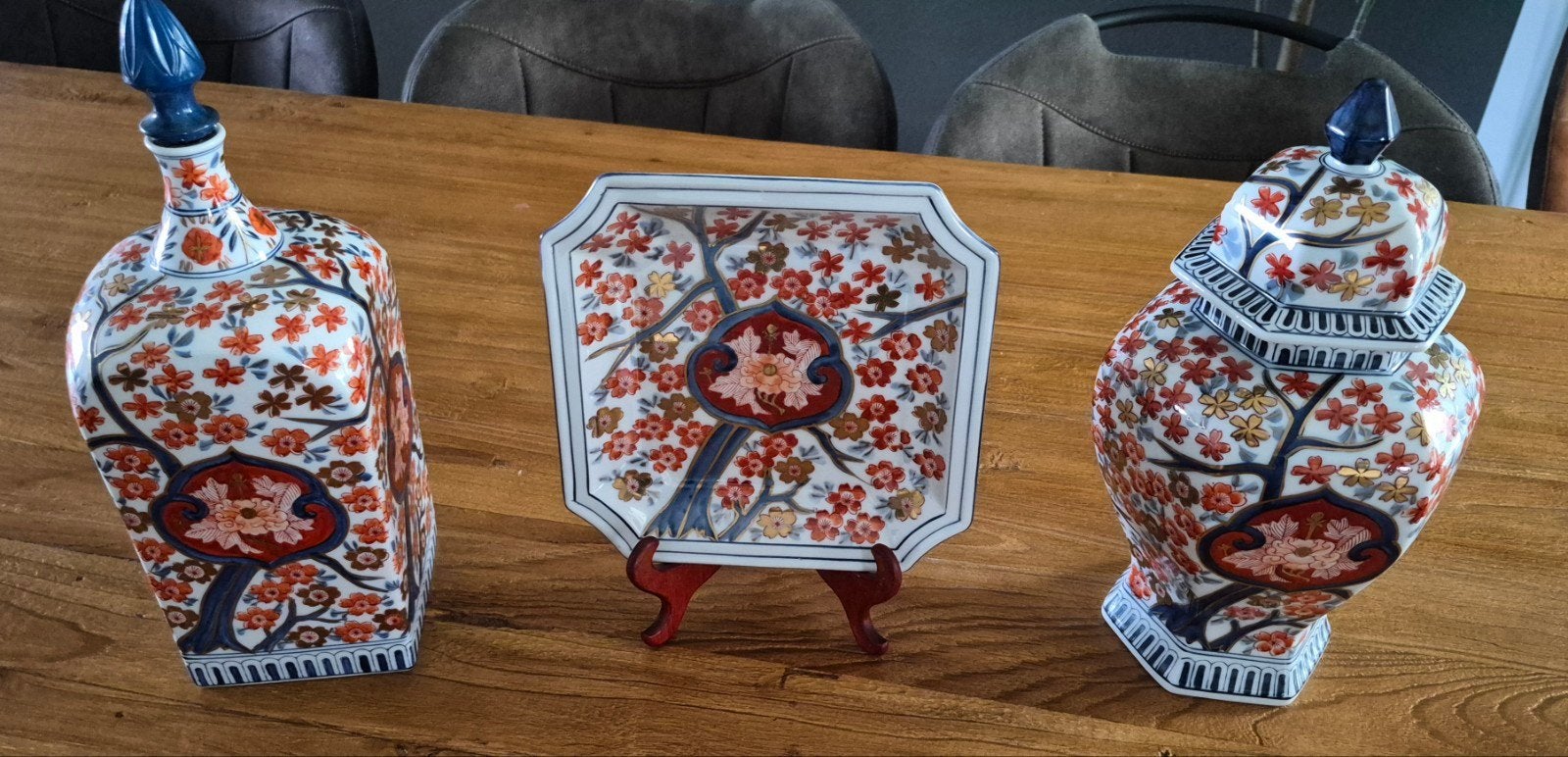 Prachtig handgeschilderd Japans Imari porseleinen set, Ophalen of Verzenden