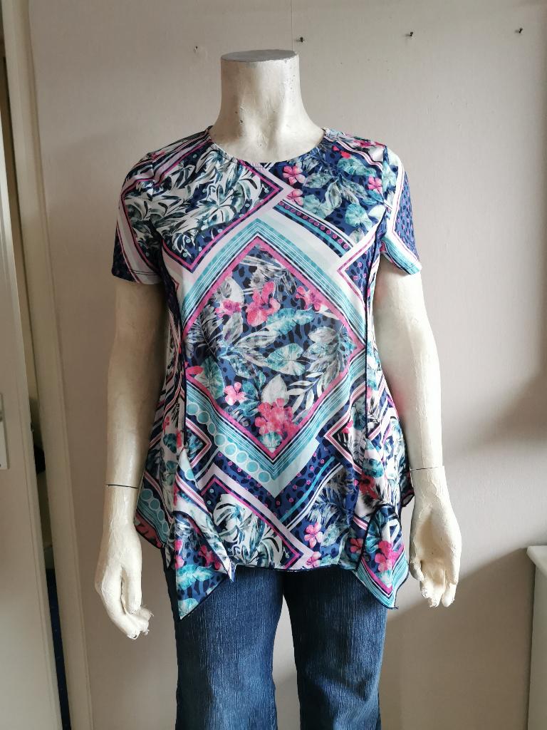 386 .. zgan tuniek maat 44 - 46, Ophalen of Verzenden, Zo goed als nieuw, Blauw, Blouse of Tuniek