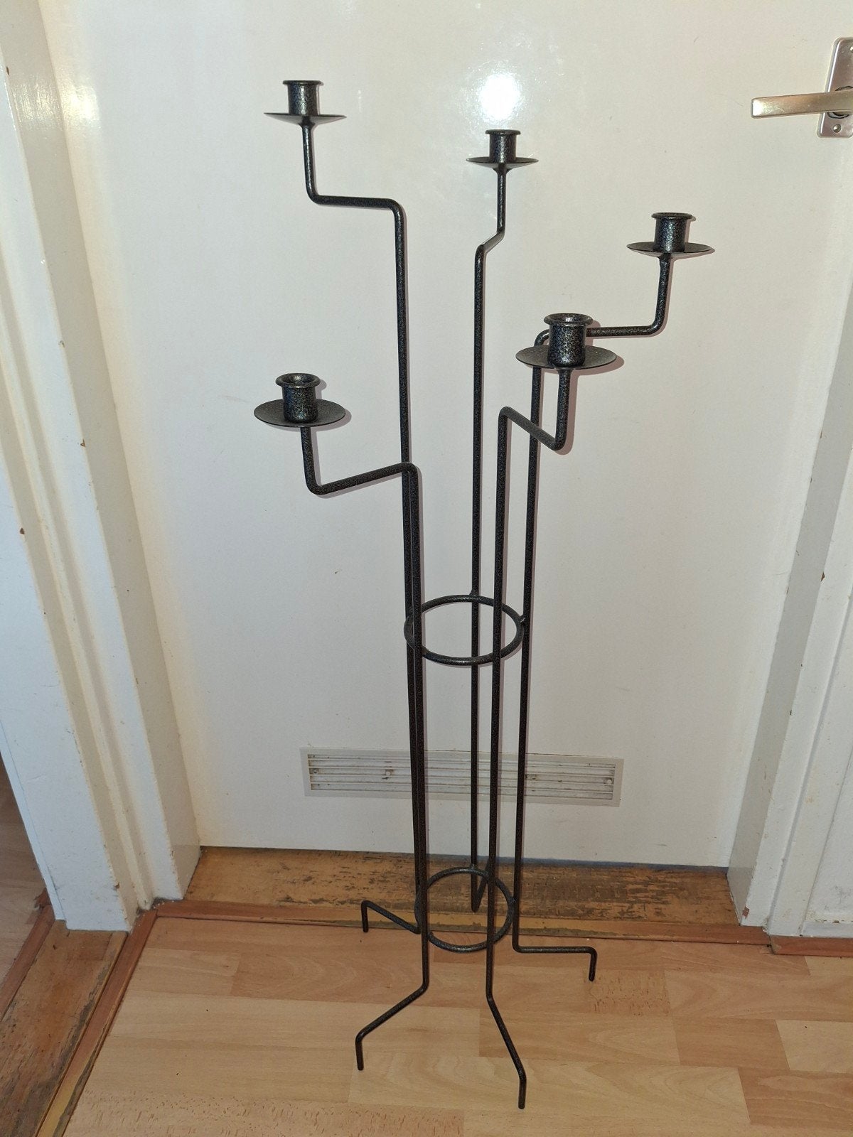 Vintage metalen vloerkandelaar – 5-armig (107 cm), Ophalen, 100 tot 150 cm, Overige typen, Zo goed als nieuw