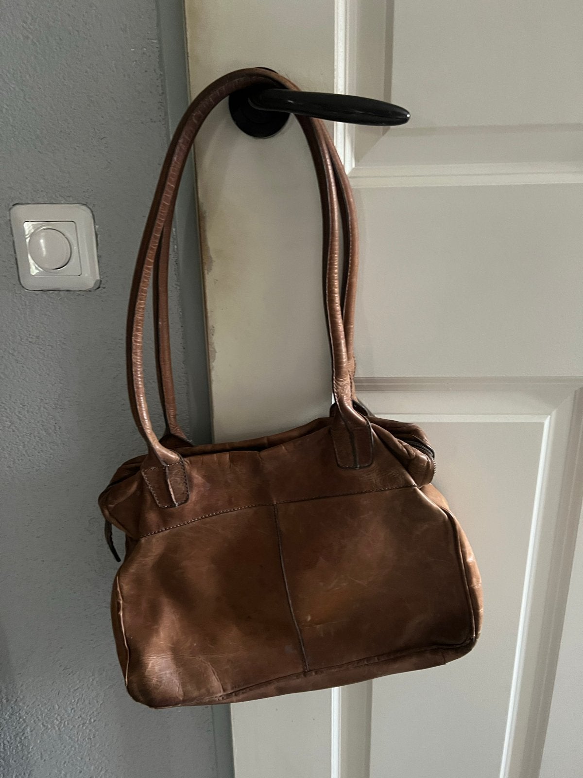 Fred de la Bretoniere Leren Handtas - Bruin, Ophalen of Verzenden, Gebruikt, Bruin, Handtas