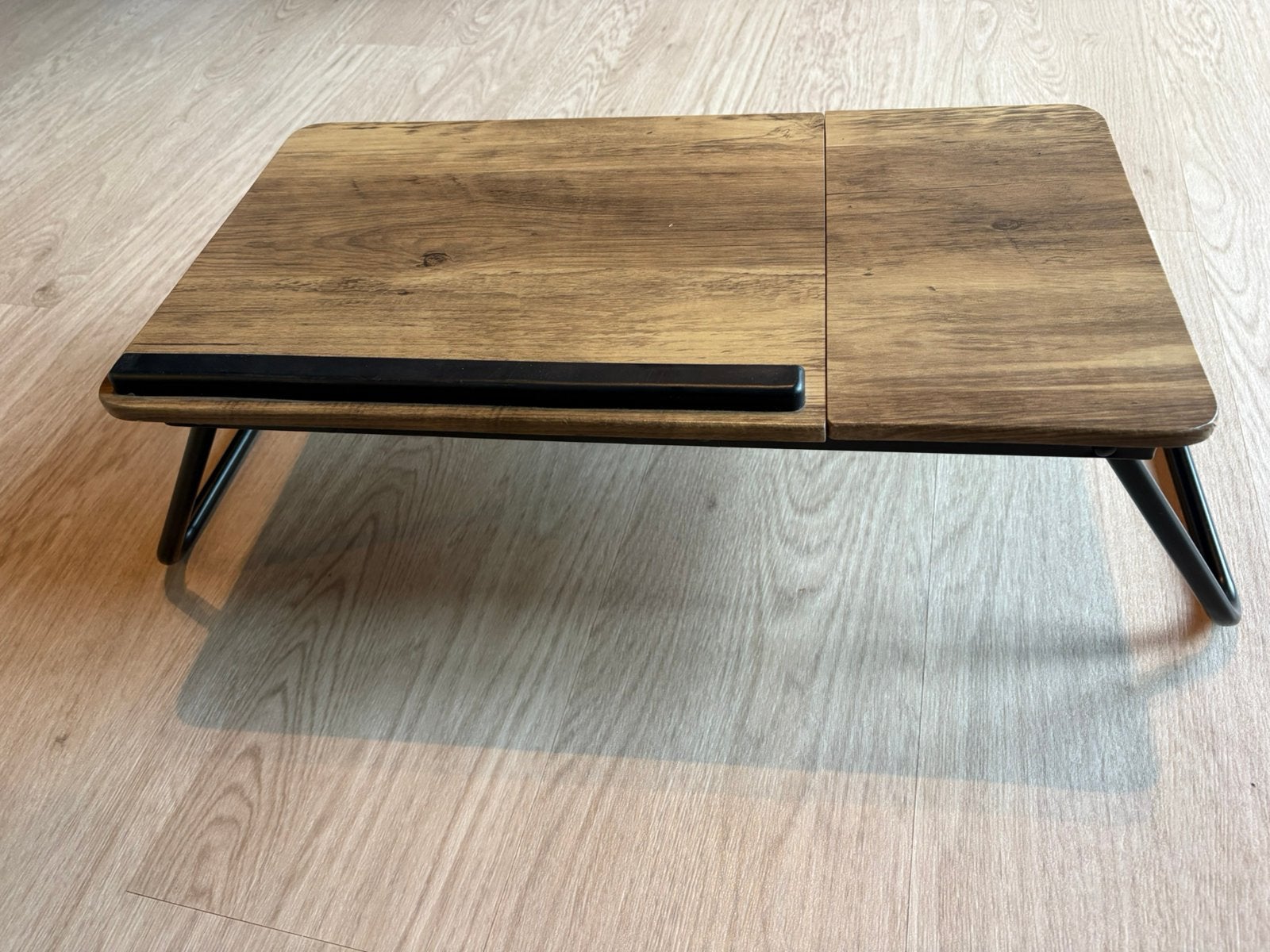 Laptoptafel hout/zwart, Computers en Software, Laptoptafels, Zo goed als nieuw, Ophalen