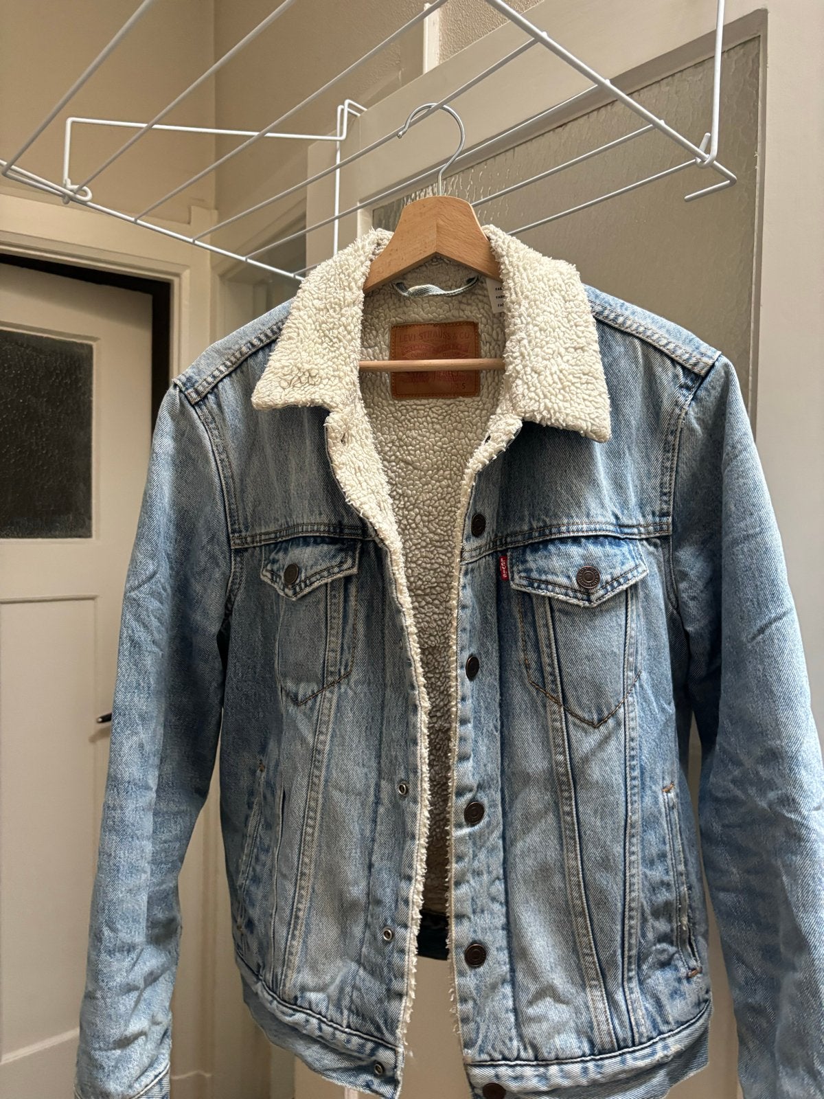 Levi's Sherpa Trucker Jacket - Maat S, Ophalen, Gedragen, Maat 36 (S), Blauw