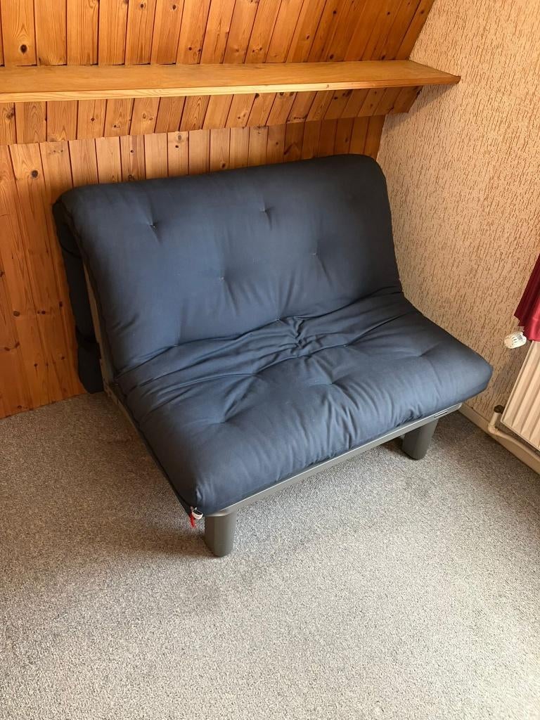 Bedbank, Ophalen, Gebruikt, Blauw, Tweepersoons