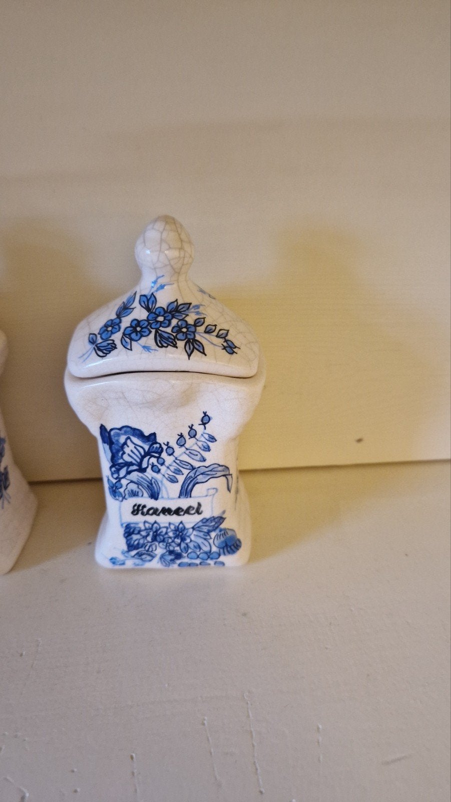 Set van 6 Delfts Blauwe Kruidenpotjes - Vintage Keuken, Ophalen of Verzenden
