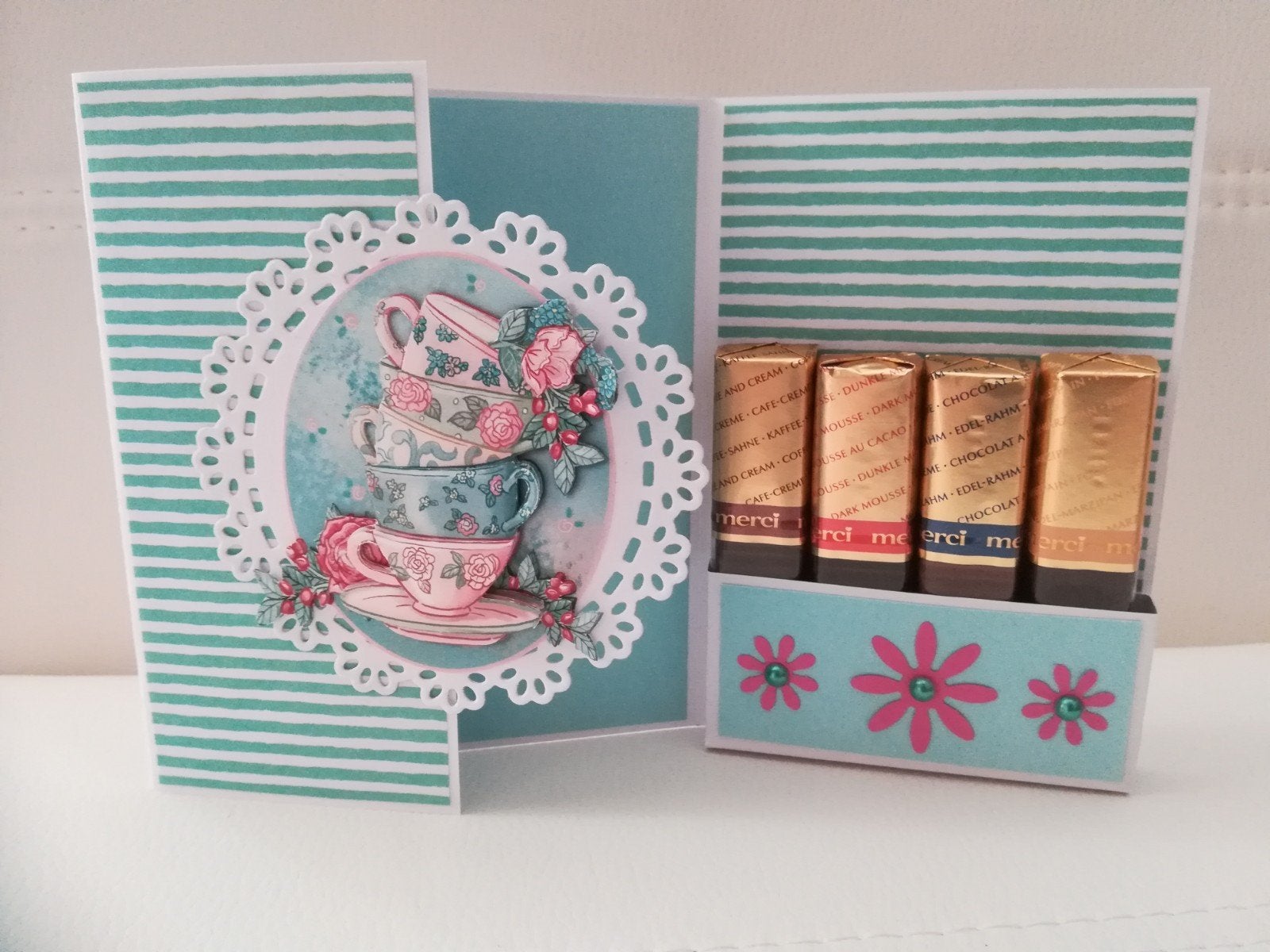 Zelfgemaakte kaarten voor merci chocolade high tea, Ophalen of Verzenden, Nieuw, Man of Vrouw