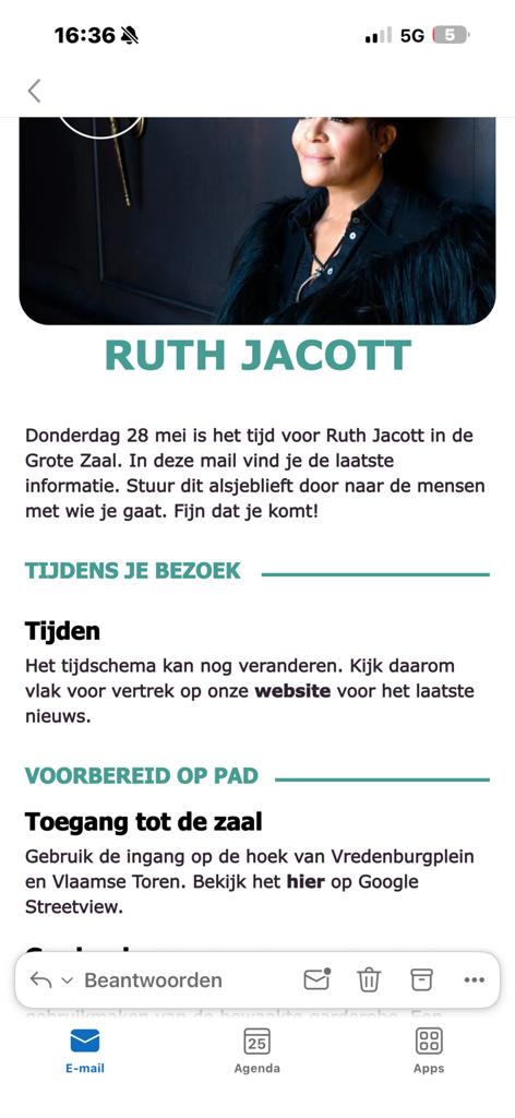 Ruth Jacott concert, Eén persoon, Mei