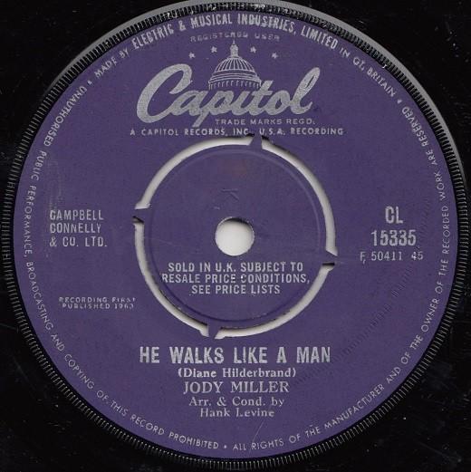 Jody Miller – He Walks Like A Man   sixties  pop folk, Originele persing, 7 inch, Single, Ophalen of Verzenden